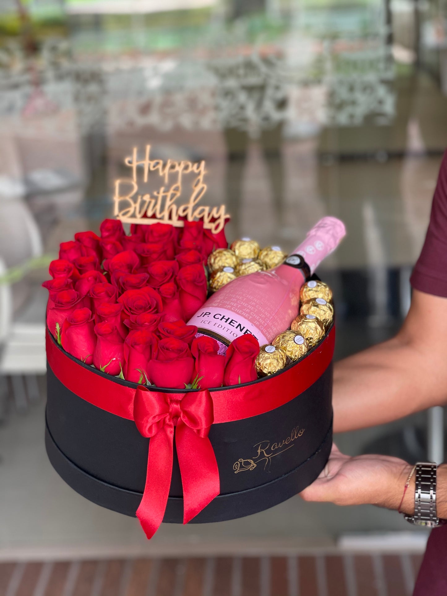 Large Circular Box with Ferrero Rocher and JP