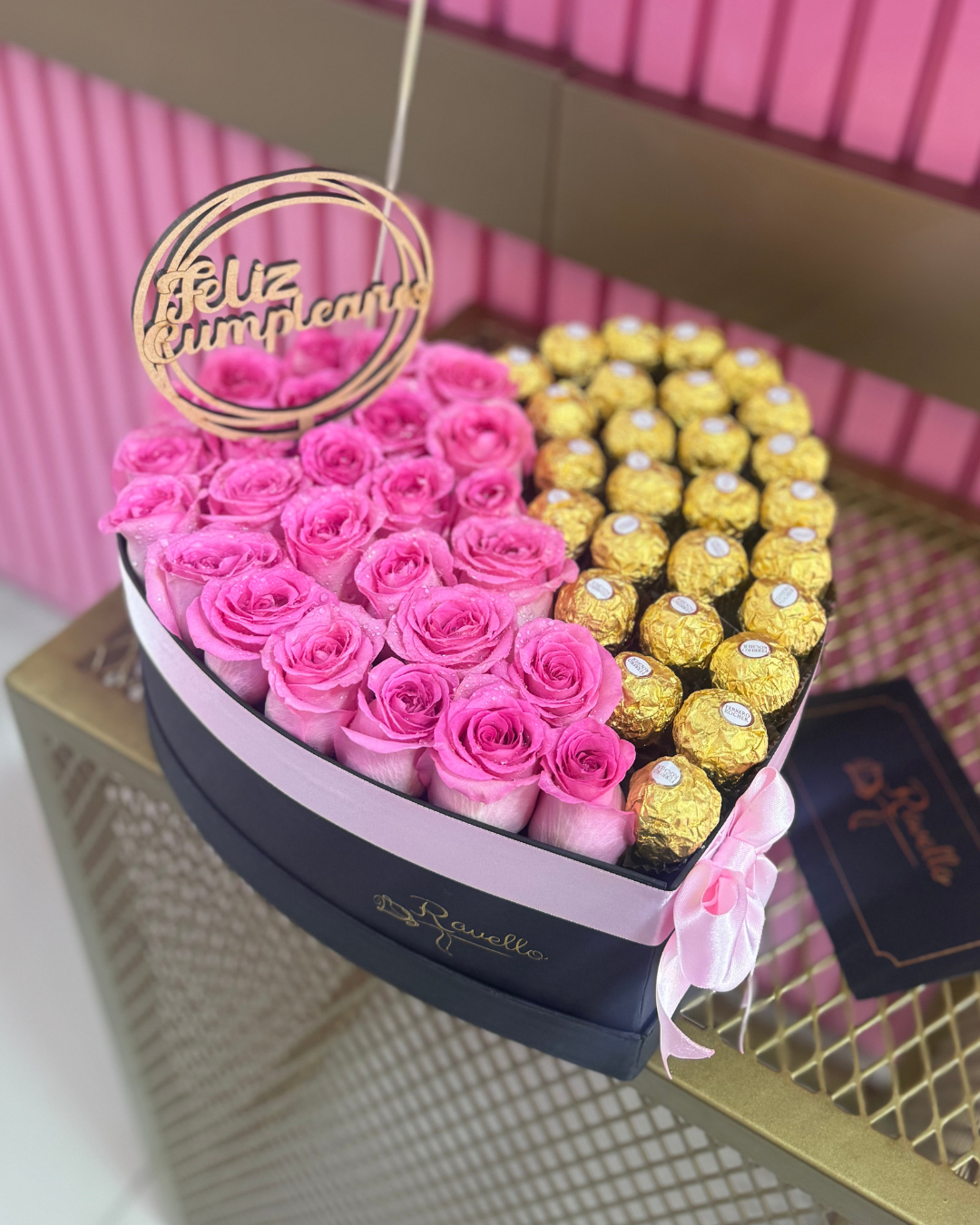 Heart Box ❤️ with 25 Roses and 27 Ferrero Rocher