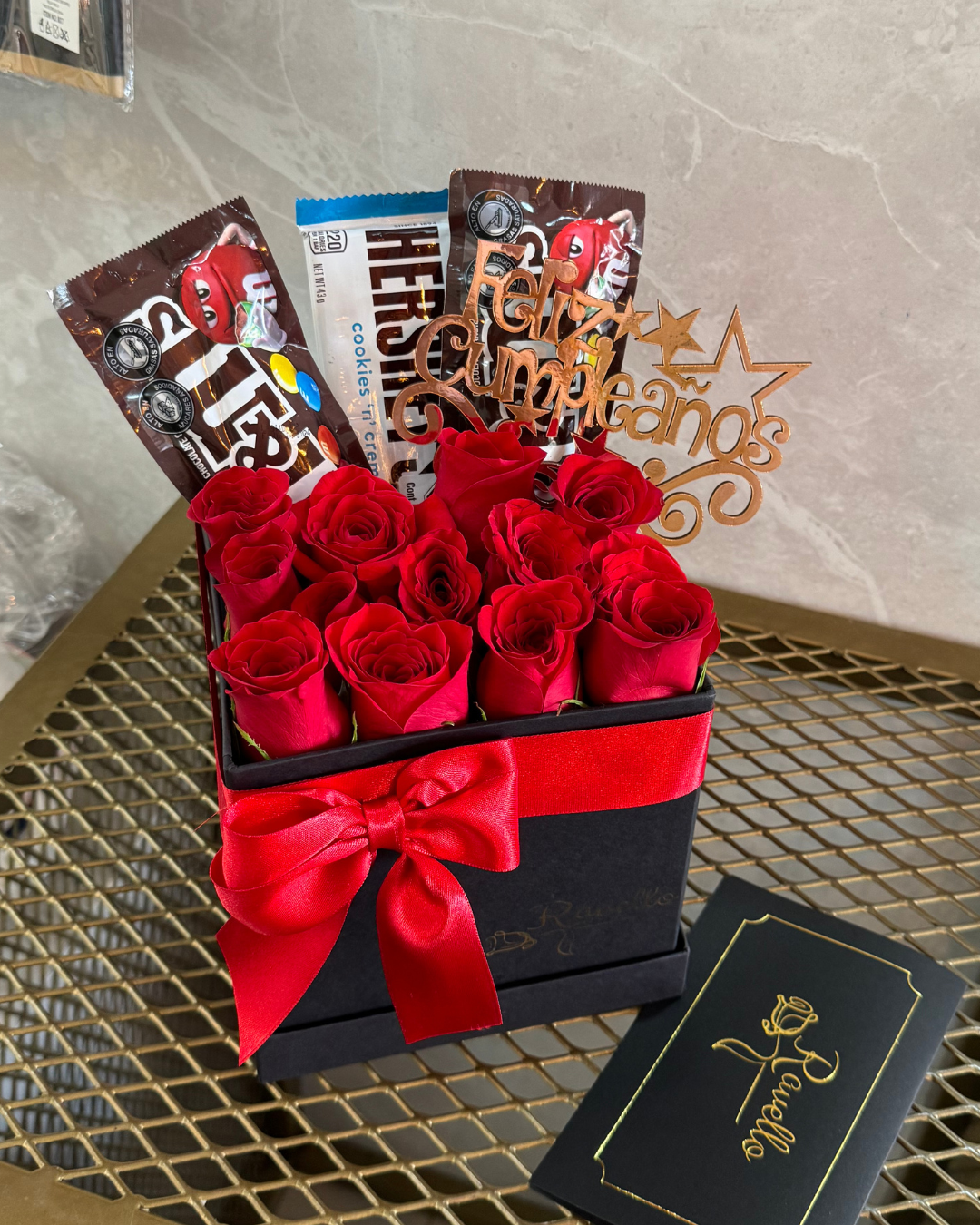 Box of 12 Roses and 3 Chocolates.