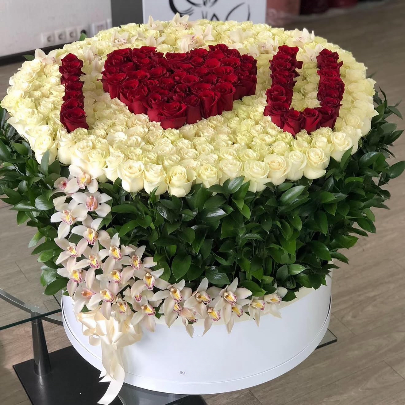 I Love U Giant with Orchids