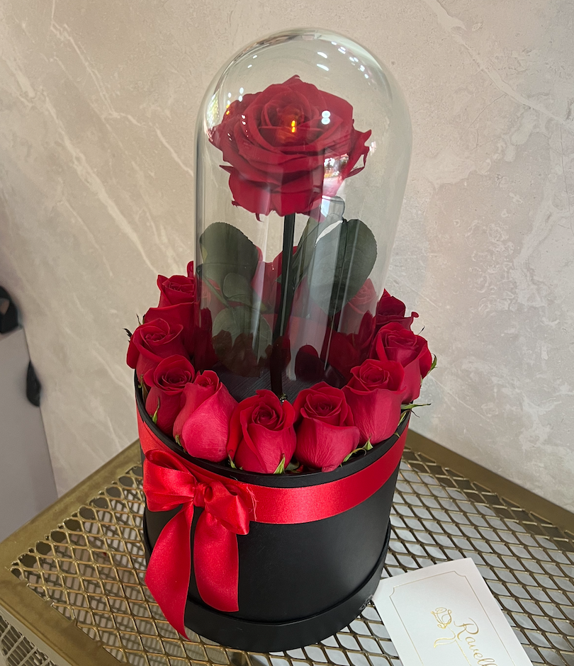 Circular Box with Preserved Rose