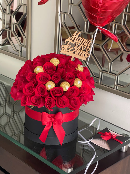 Pompon de Rosas con Ferrero