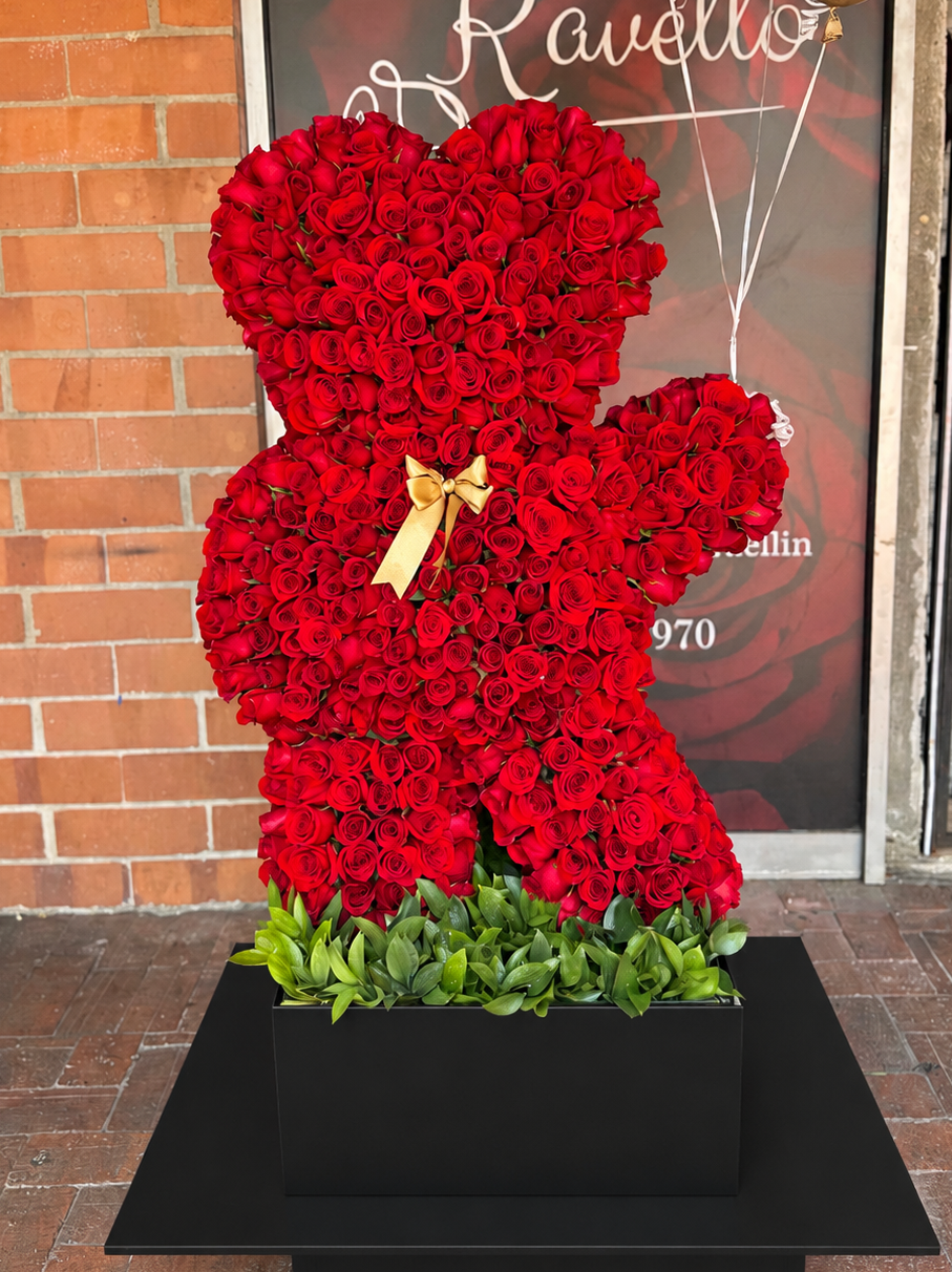 OSO ROSAS TEDDY DE PIE (natural)
