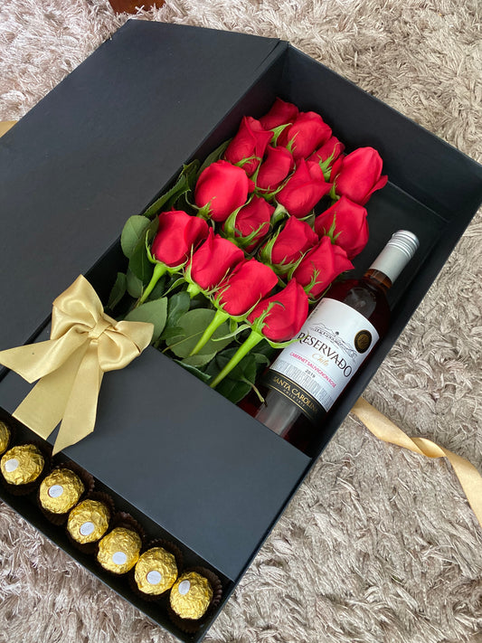 Caja Libro con Vino y chocolates