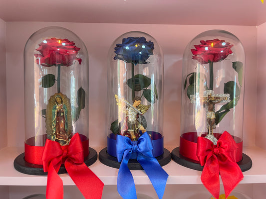 Rosa Preservada Grande y Santo a Color