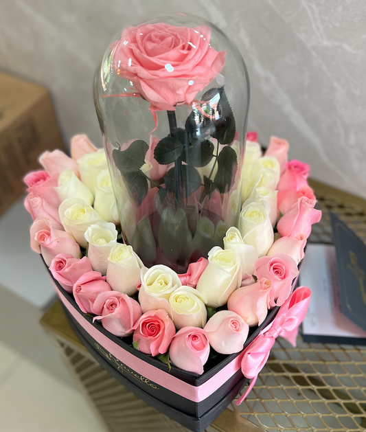 Caja Mediana con Rosa Preservada